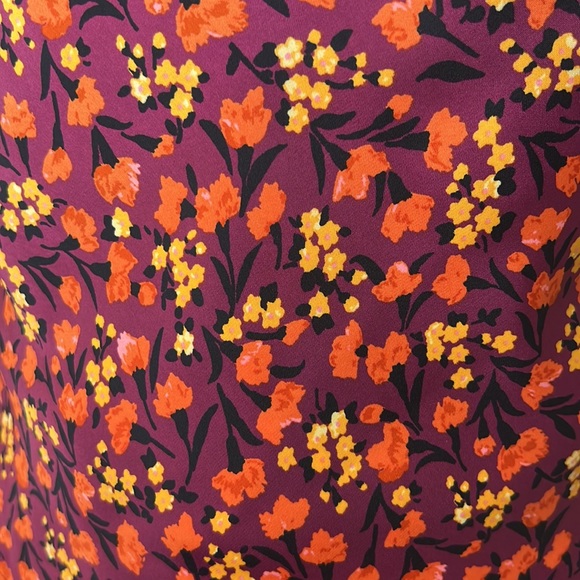 NWT Zara floral cowl neck satin tank top blouse - purple & orange flower print - Picture 3 of 9